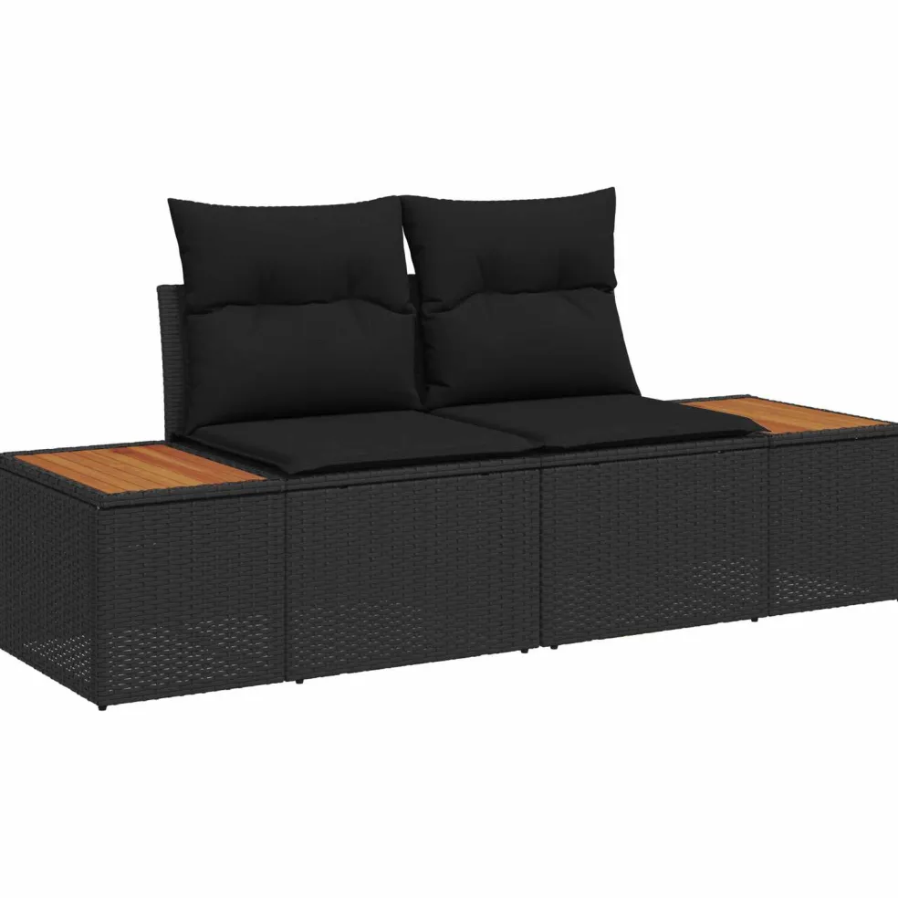 vidaXL Tuinbankenset 9 st 8-Aantal zitplaatsen Zwart Poly riet