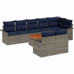 vidaXL Tuinbankenset 9 st Grijs poly rattan