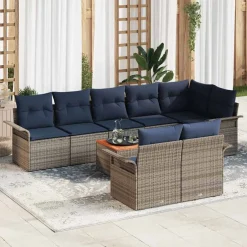vidaXL Tuinbankenset 9 st Grijs poly rattan