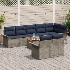 vidaXL Tuinbankenset 9 st Grijs poly rattan