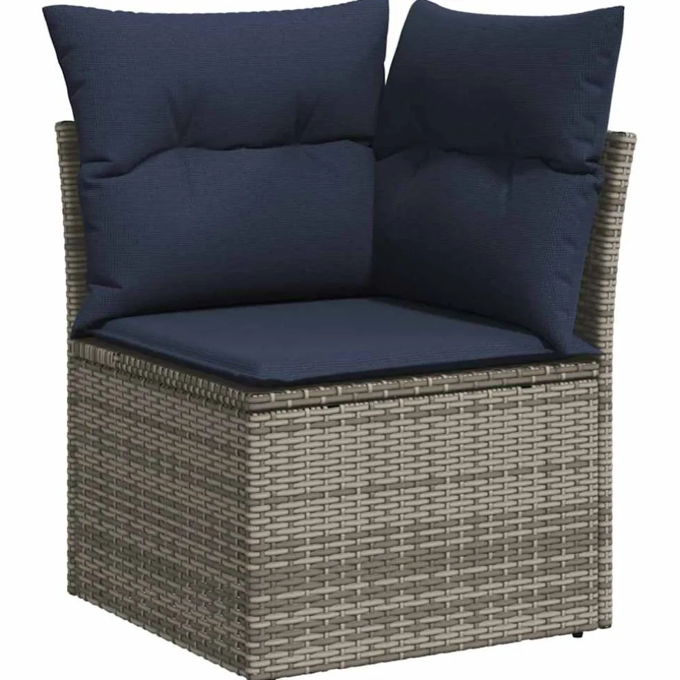 vidaXL Tuinbankenset 9 st Grijs poly rattan