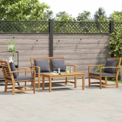 vidaXL Tuinbankenset 4 st Naturel Massief Teakhout