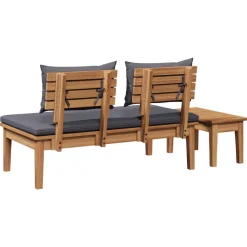 vidaXL Tuinbank en Tafel Set 2 st Grijs en Bruin Massief teakhout