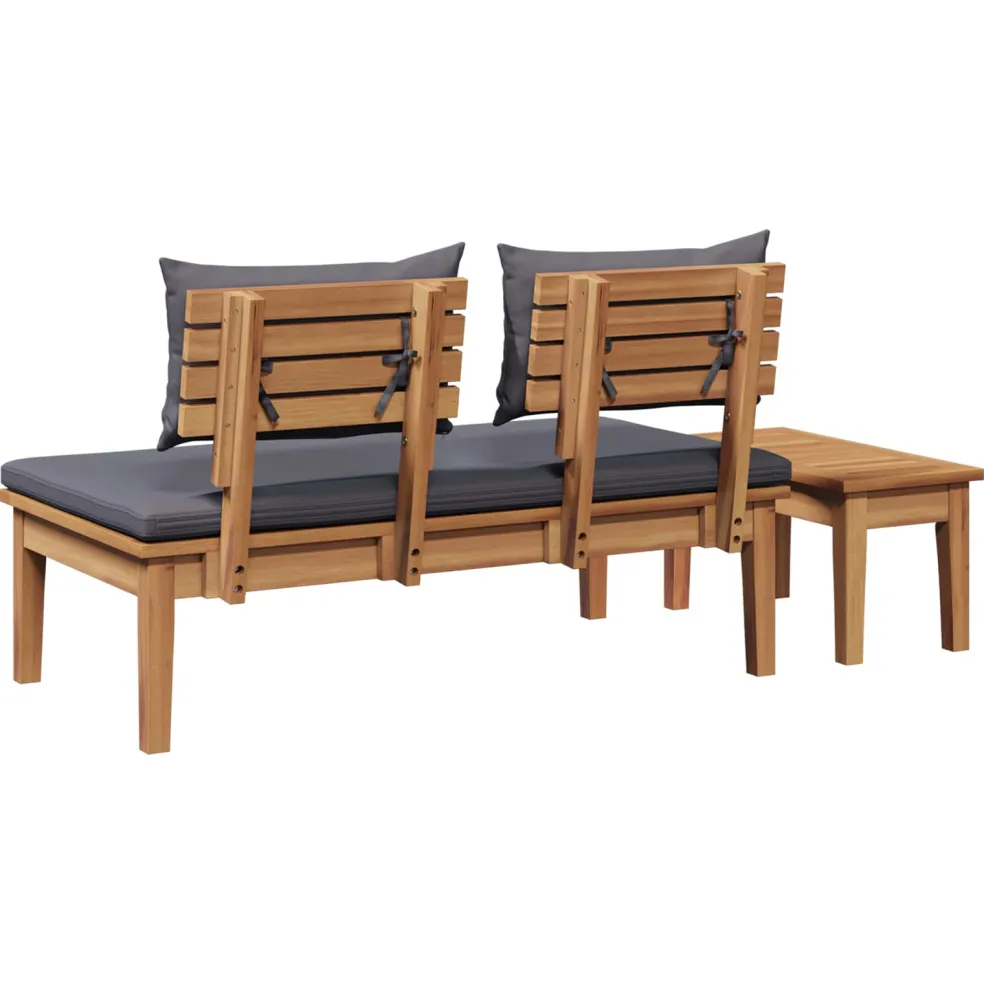 vidaXL Tuinbank en Tafel Set 2 st Grijs en Bruin Massief teakhout