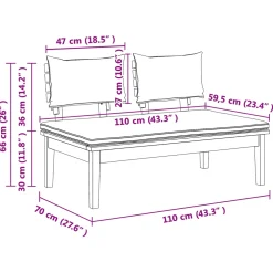 vidaXL Tuinbank en Tafel Set 2 st Grijs en Bruin Massief teakhout