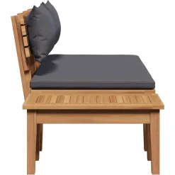 vidaXL Tuinbank en Tafel Set 2 st Grijs en Bruin Massief teakhout