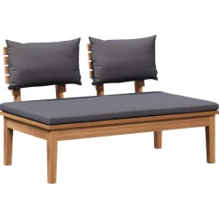 vidaXL Tuinbank en Tafel Set 2 st Grijs en Bruin Massief teakhout