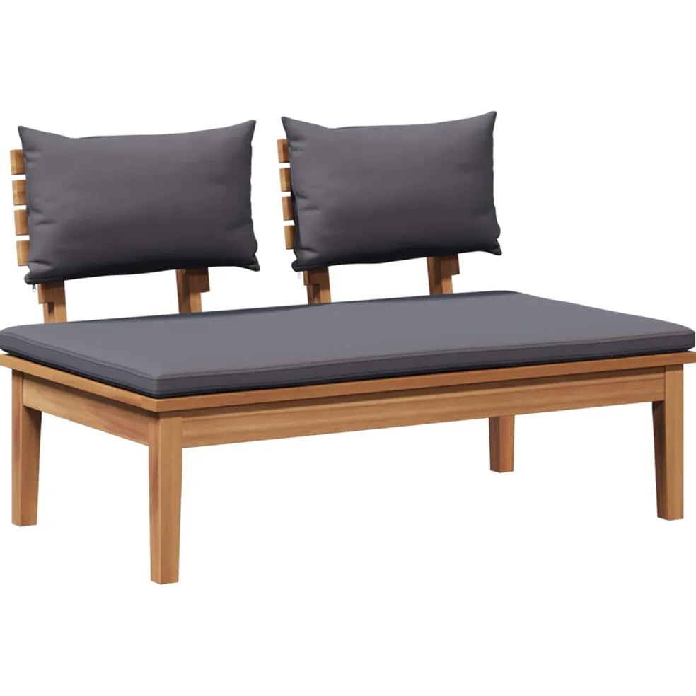 vidaXL Tuinbank en Tafel Set 2 st Grijs en Bruin Massief teakhout