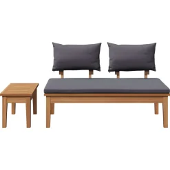 vidaXL Tuinbank en Tafel Set 2 st Grijs en Bruin Massief teakhout
