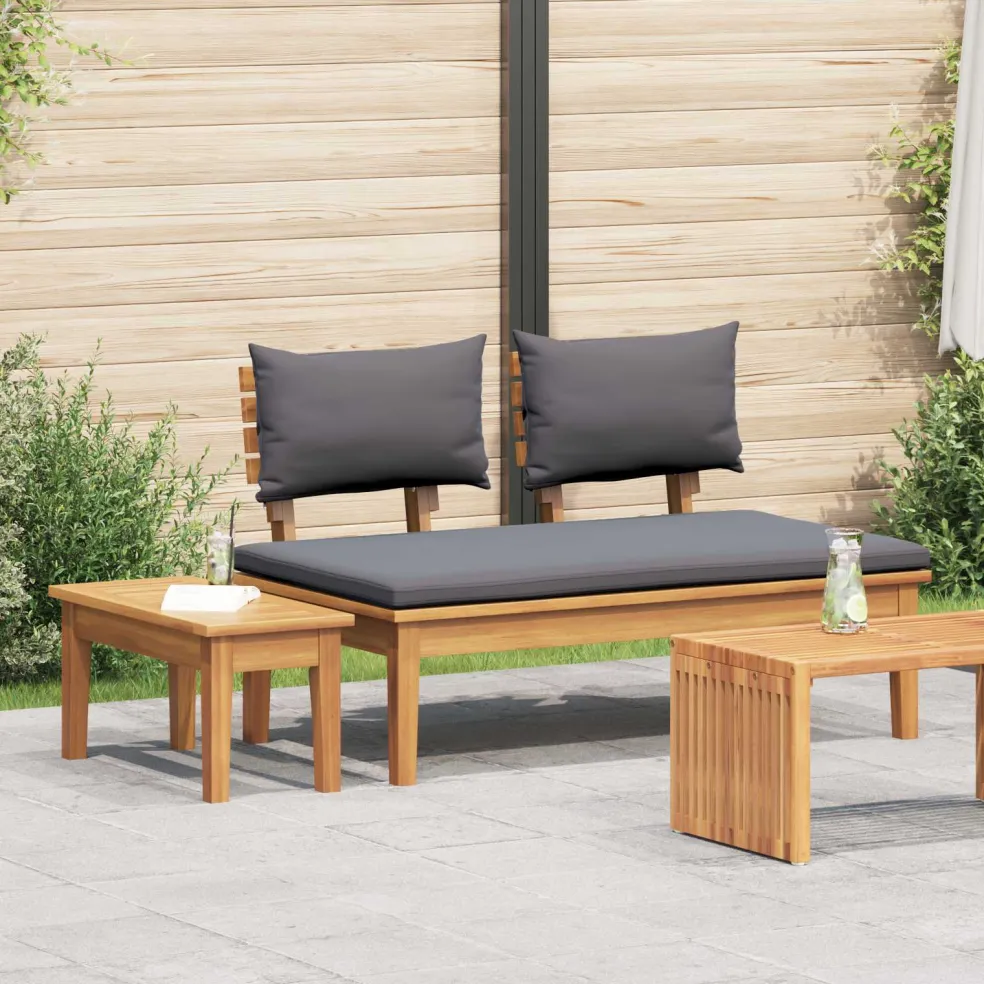 vidaXL Tuinbank en Tafel Set 2 st Grijs en Bruin Massief teakhout
