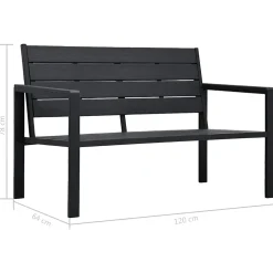 vidaXL Tuinbank hout-look 120 cm HDPE zwart