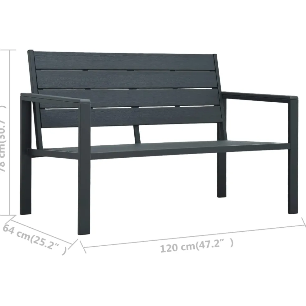 vidaXL Tuinbank hout-look 120 cm HDPE grijs