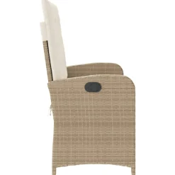 vidaXL Tuinbankje verstelbaar met kussens poly rattan beige