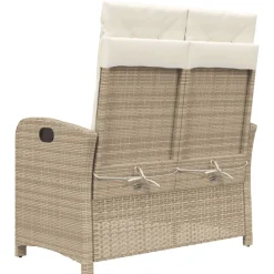 vidaXL Tuinbankje verstelbaar met kussens poly rattan beige
