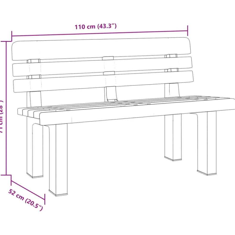 vidaXL Tuinbankje 110x52x71 cm polypropeen groen