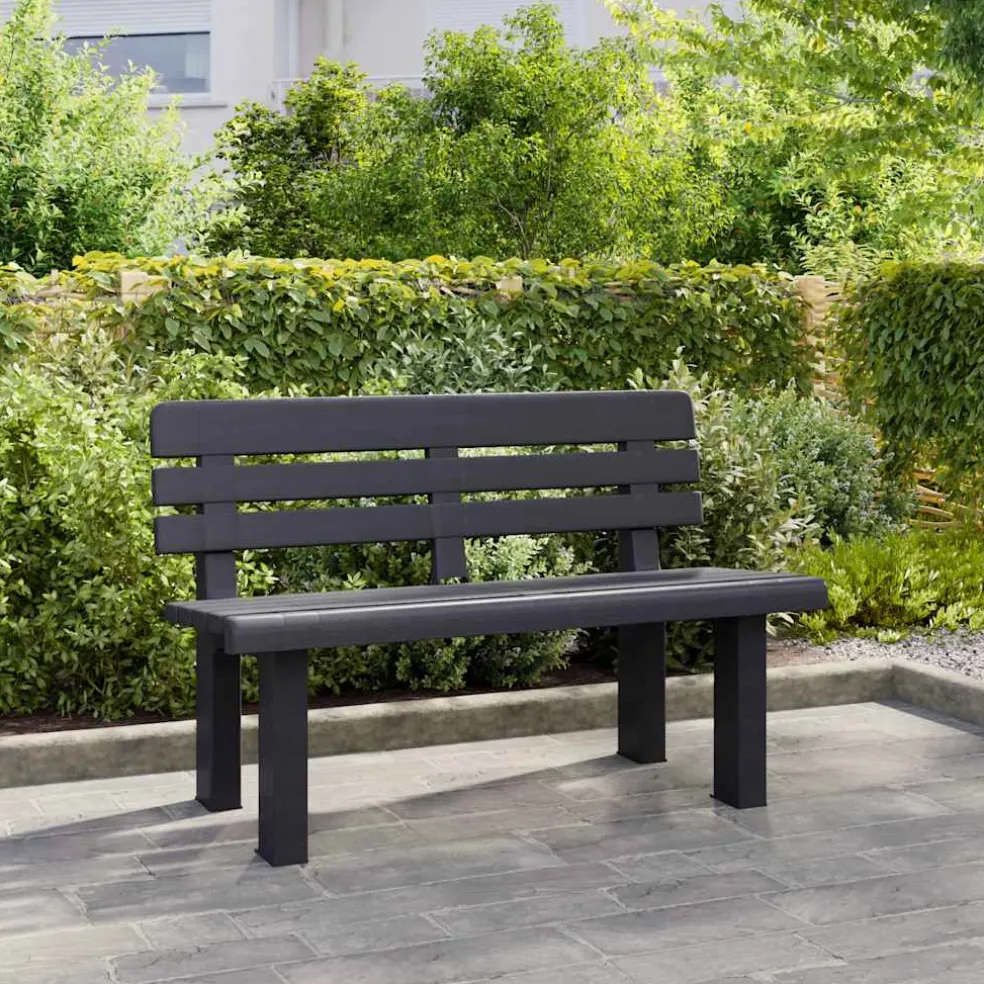 vidaXL Tuinbankje 110x52x71 cm polypropeen antracietkleurig