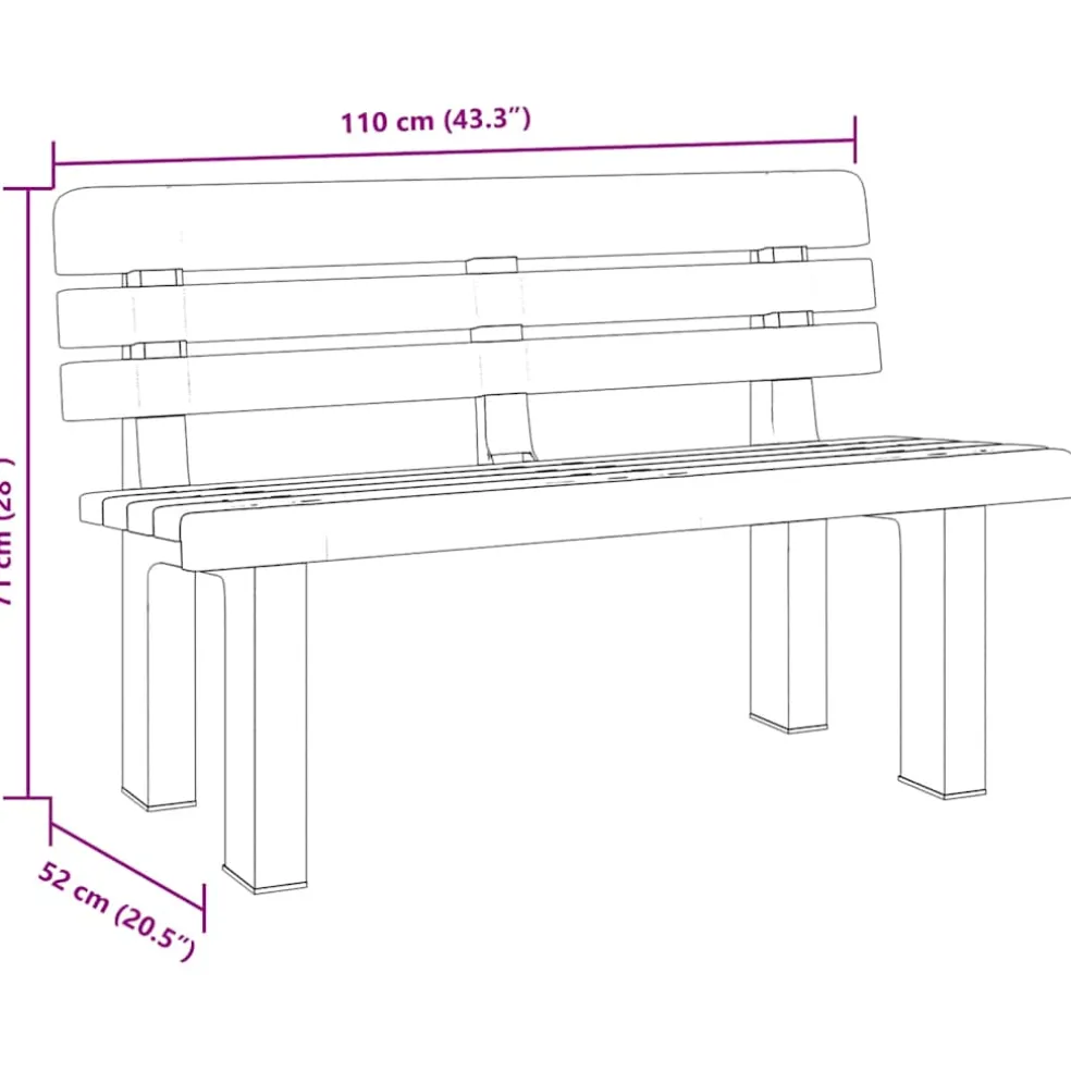 vidaXL Tuinbankje 110x52x71 cm polypropeen antracietkleurig