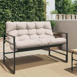 vidaXL Tuinbank met kussen 113 m staal taupe
