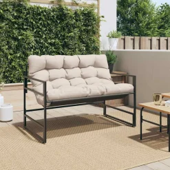 vidaXL Tuinbank met kussen 113 m staal taupe