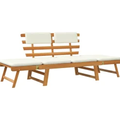 vidaXL Tuinbank met kussens 2-in-1 190 cm massief acaciahout