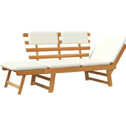 vidaXL Tuinbank met kussens 2-in-1 190 cm massief acaciahout