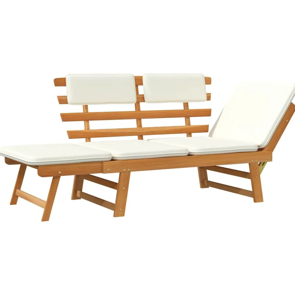 vidaXL Tuinbank met kussens 2-in-1 190 cm massief acaciahout