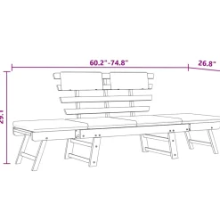 vidaXL Tuinbank met kussens 2-in-1 190 cm massief acaciahout