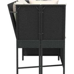 vidaXL Tuinbank met kussens poly rattan zwart