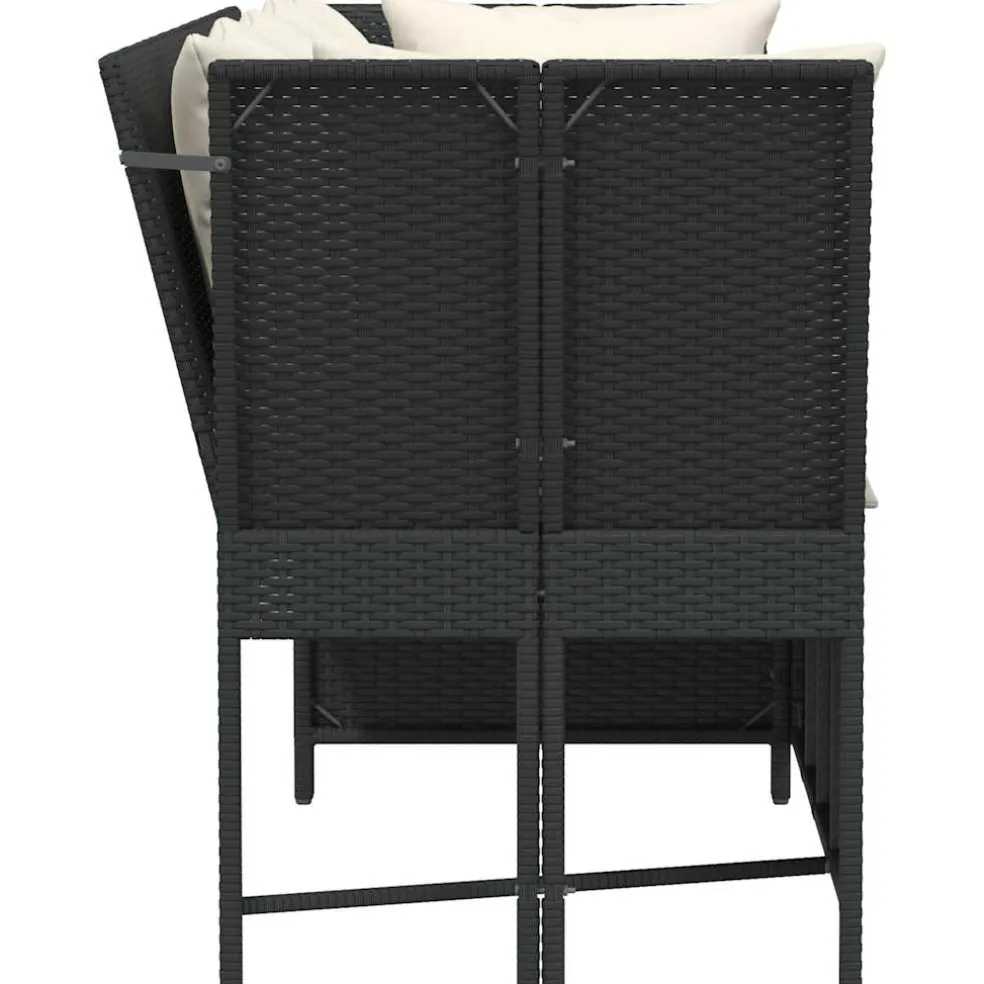 vidaXL Tuinbank met kussens poly rattan zwart