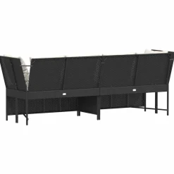 vidaXL Tuinbank met kussens poly rattan zwart