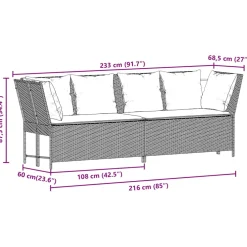 vidaXL Tuinbank met kussens poly rattan zwart