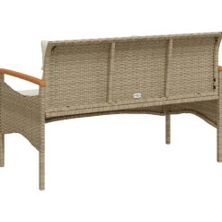 vidaXL Tuinbank met kussens 116x62,5x74 cm poly rattan beige