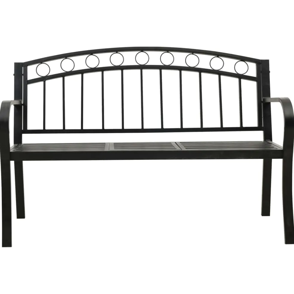 vidaXL Tuinbank met tafel 120 cm staal zwart