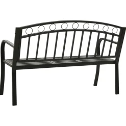 vidaXL Tuinbank met tafel 120 cm staal zwart