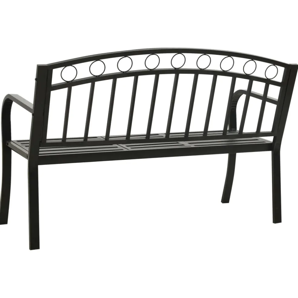 vidaXL Tuinbank met tafel 120 cm staal zwart