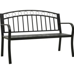 vidaXL Tuinbank met tafel 120 cm staal zwart