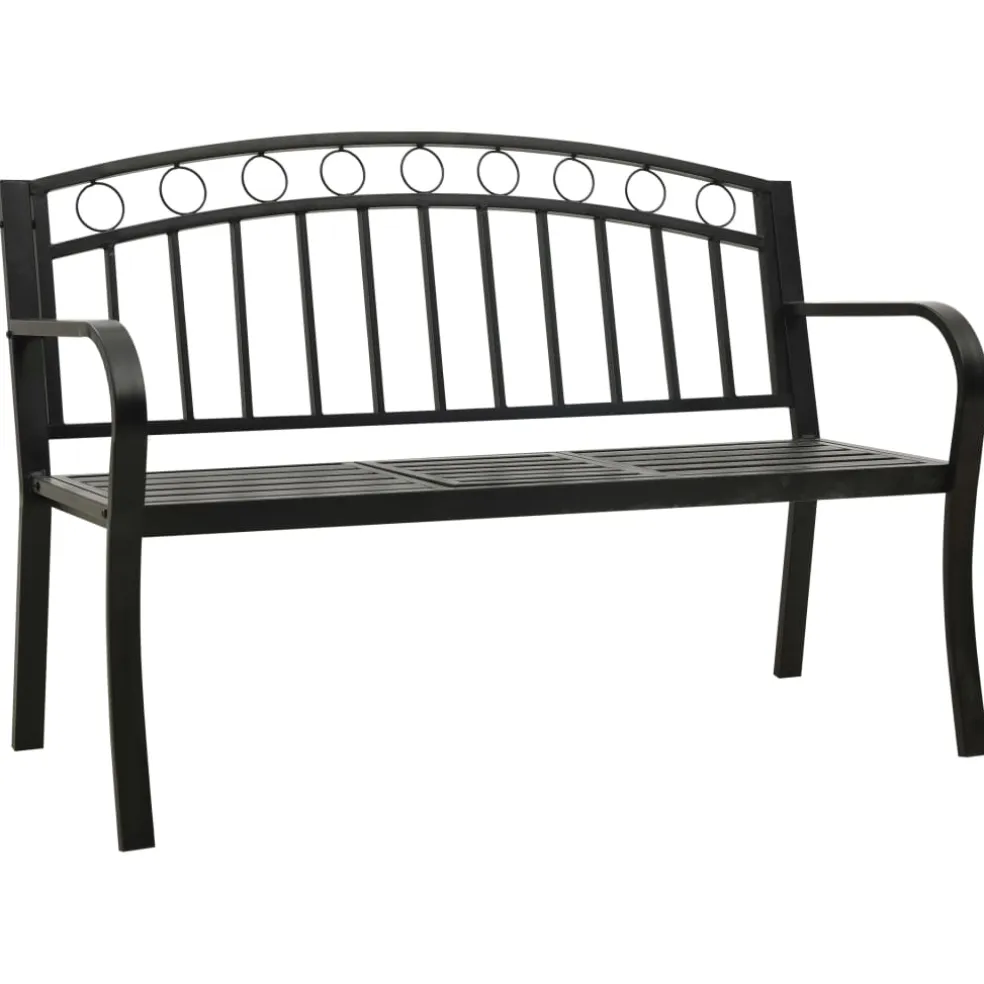 vidaXL Tuinbank met tafel 120 cm staal zwart