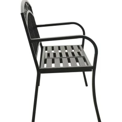vidaXL Tuinbank met tafel 120 cm staal zwart