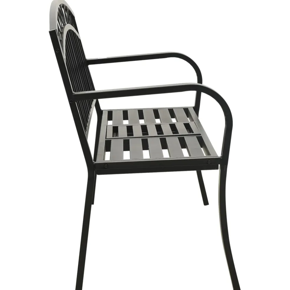 vidaXL Tuinbank met tafel 120 cm staal zwart