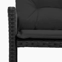 vidaXL Tuinbank met tafel en kussens L-vormig poly rattan zwart
