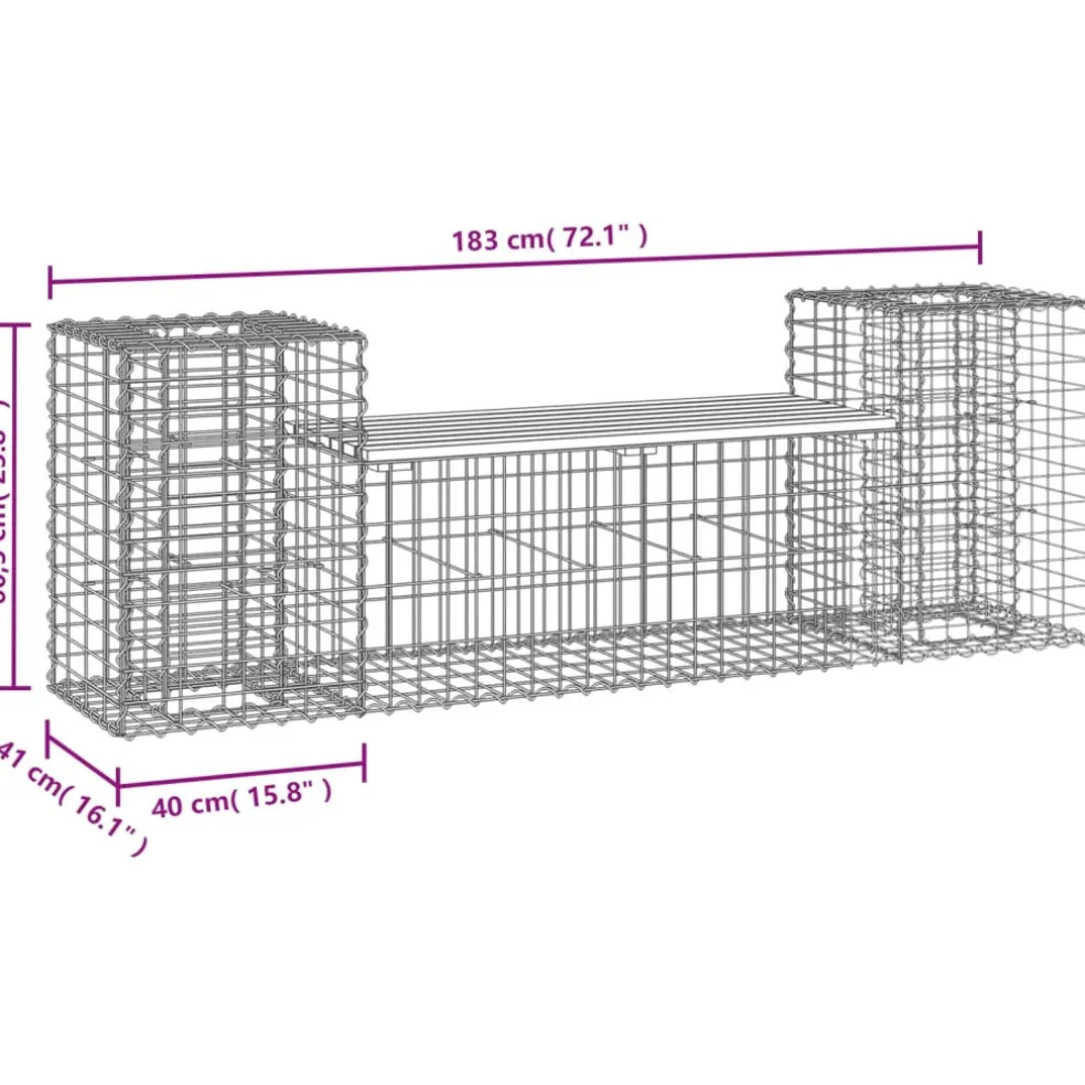 vidaXL Tuinbank schanskorfontwerp 183x41x60,5 cm geïmpregneerd hout