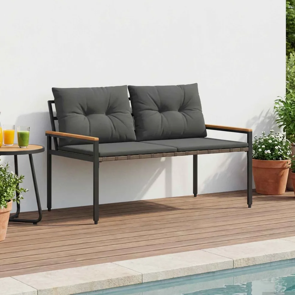 vidaXL Tuinbank 2 -Seater 116 x 67,5 x 72 cm poly rattan Donkergrijs