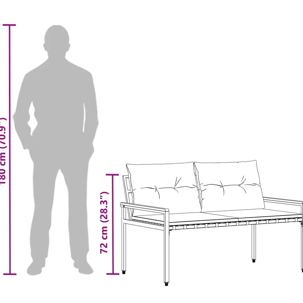 vidaXL Tuinbank 2 -Seater 116 x 67,5 x 72 cm poly rattan Donkergrijs