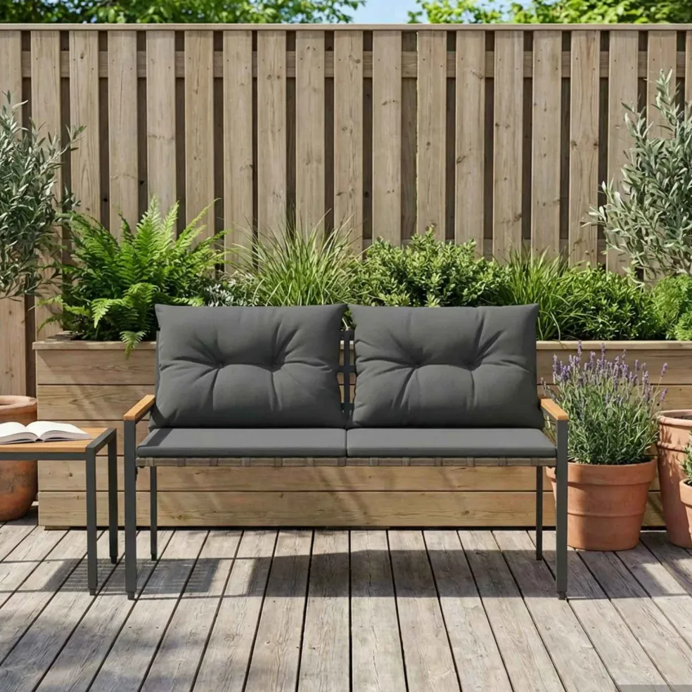 vidaXL Tuinbank 2 -Seater 116 x 67,5 x 72 cm poly rattan Donkergrijs