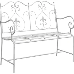 vidaXL Tuinbank 2 -Seater 104 x 54 x 93 cm Staal Antiek wit