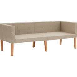 vidaXL Tuinbank 2-zits met kussens poly rattan beige