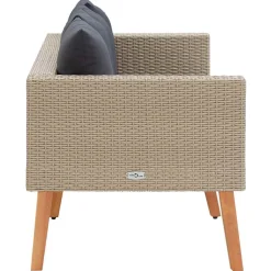 vidaXL Tuinbank 2-zits met kussens poly rattan beige