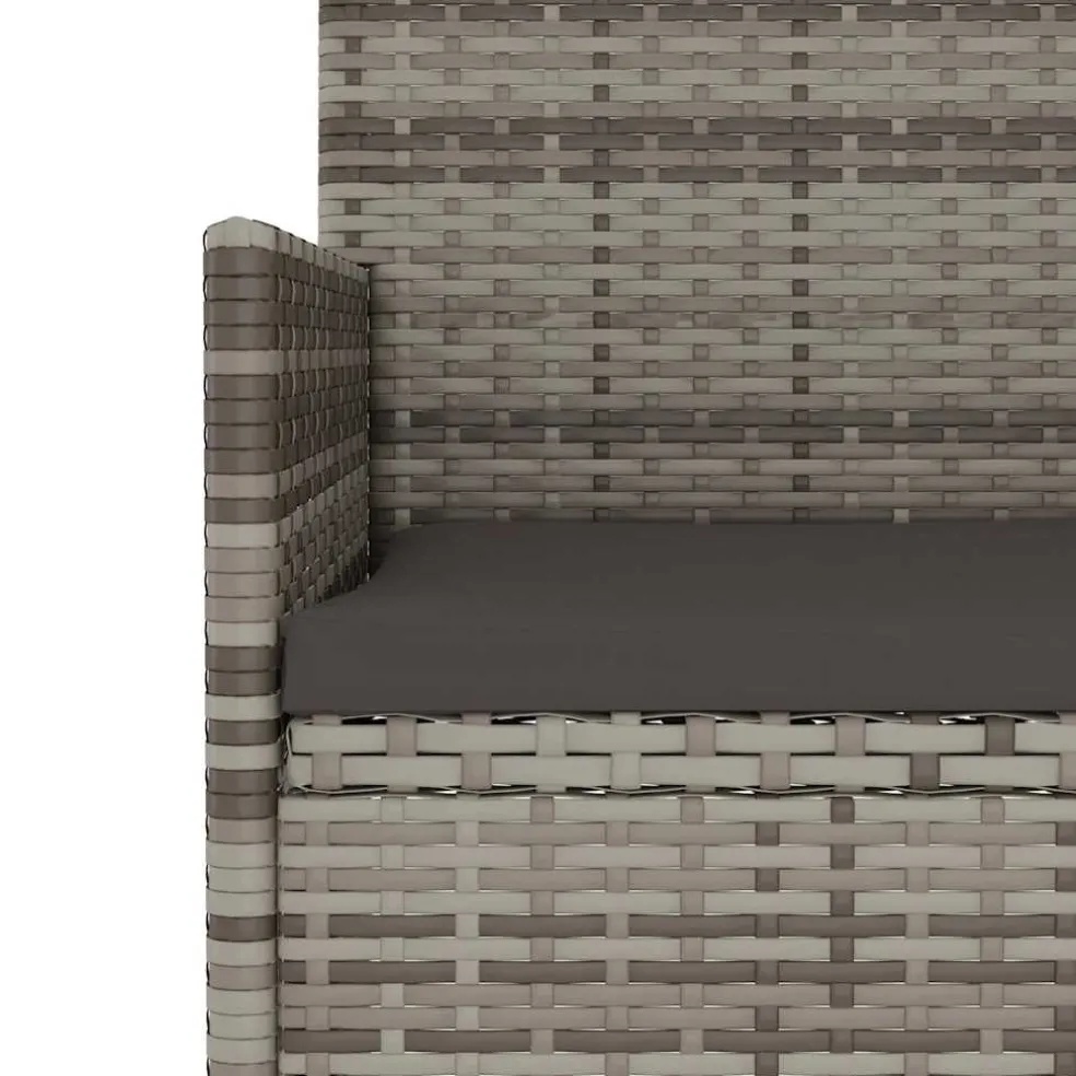 vidaXL Tuinbank 3-zits met kussens poly rattan grijs