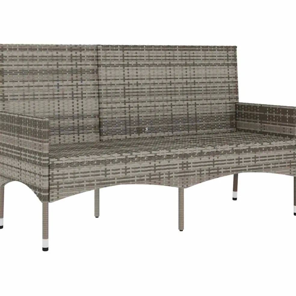 vidaXL Tuinbank 3-zits met kussens poly rattan grijs