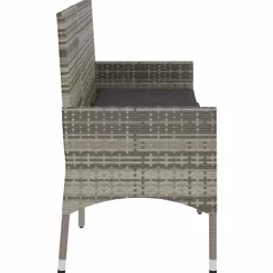 vidaXL Tuinbank 3-zits met kussens poly rattan grijs